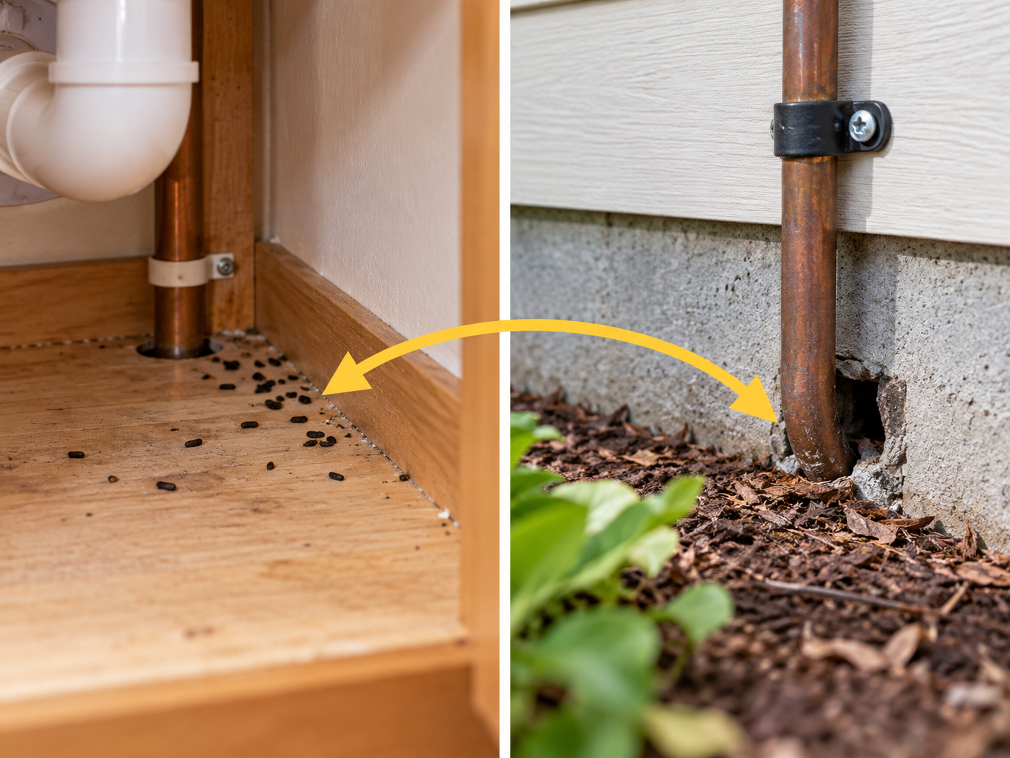 Illustrative comparison of indoor mouse activity and a possible exterior opening